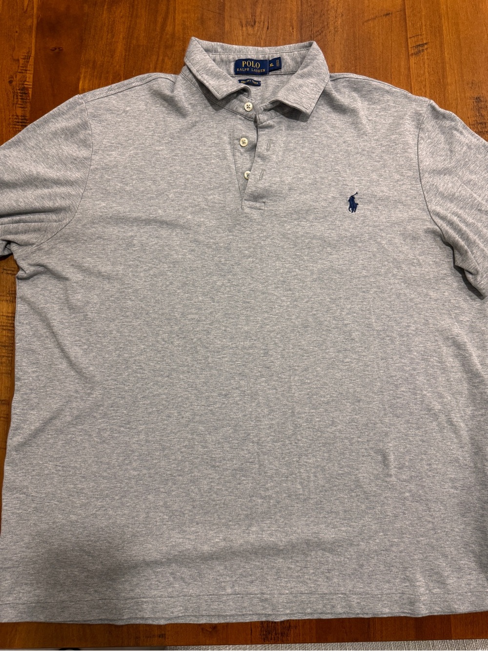 Ralph Lauren Men’s Heather Light Gray Polo with Navy Pony